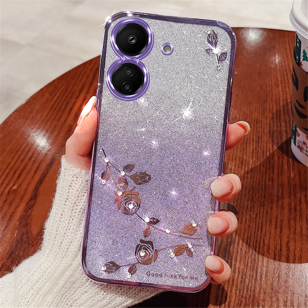 KADEM For Xiaomi Redmi 13C 4G / Poco C65 4G Case Flower Pattern Cell Phone TPU Gradient Back Cover