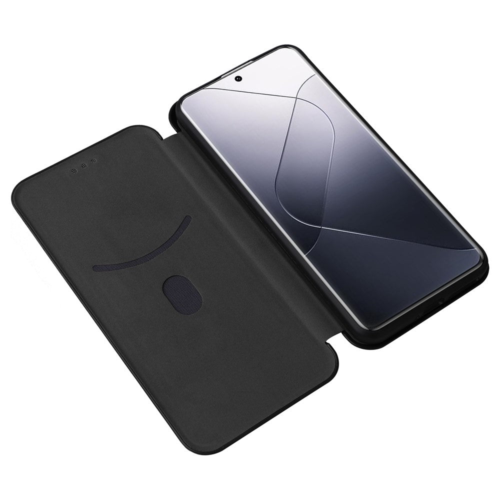 For Xiaomi 14 Leather Case Card Holder Carbon Fiber Texture Phone Cover