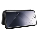 For Xiaomi 14 Leather Case Card Holder Carbon Fiber Texture Phone Cover