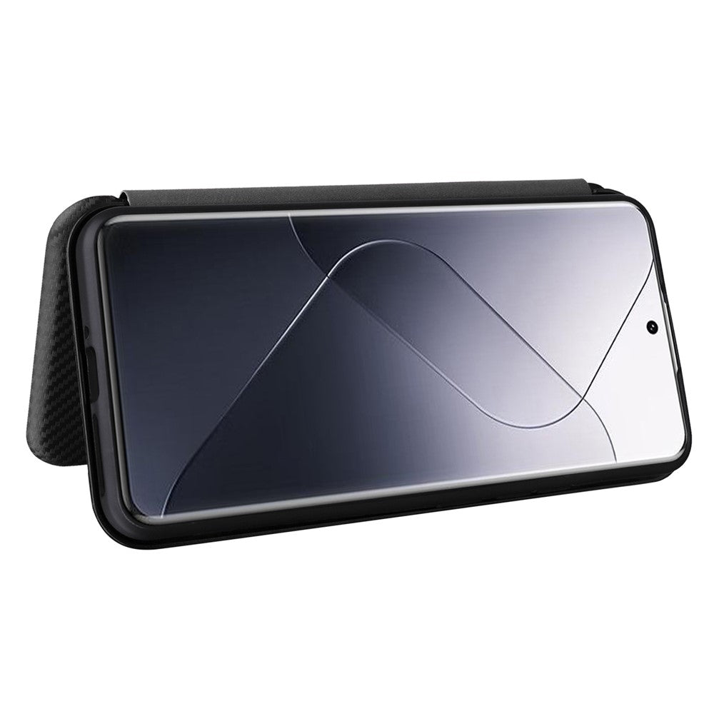 For Xiaomi 14 Leather Case Card Holder Carbon Fiber Texture Phone Cover