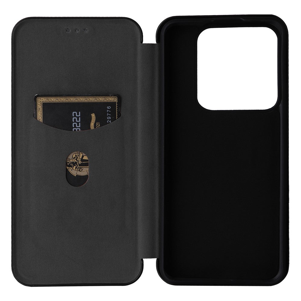 For Xiaomi 14 Leather Case Card Holder Carbon Fiber Texture Phone Cover