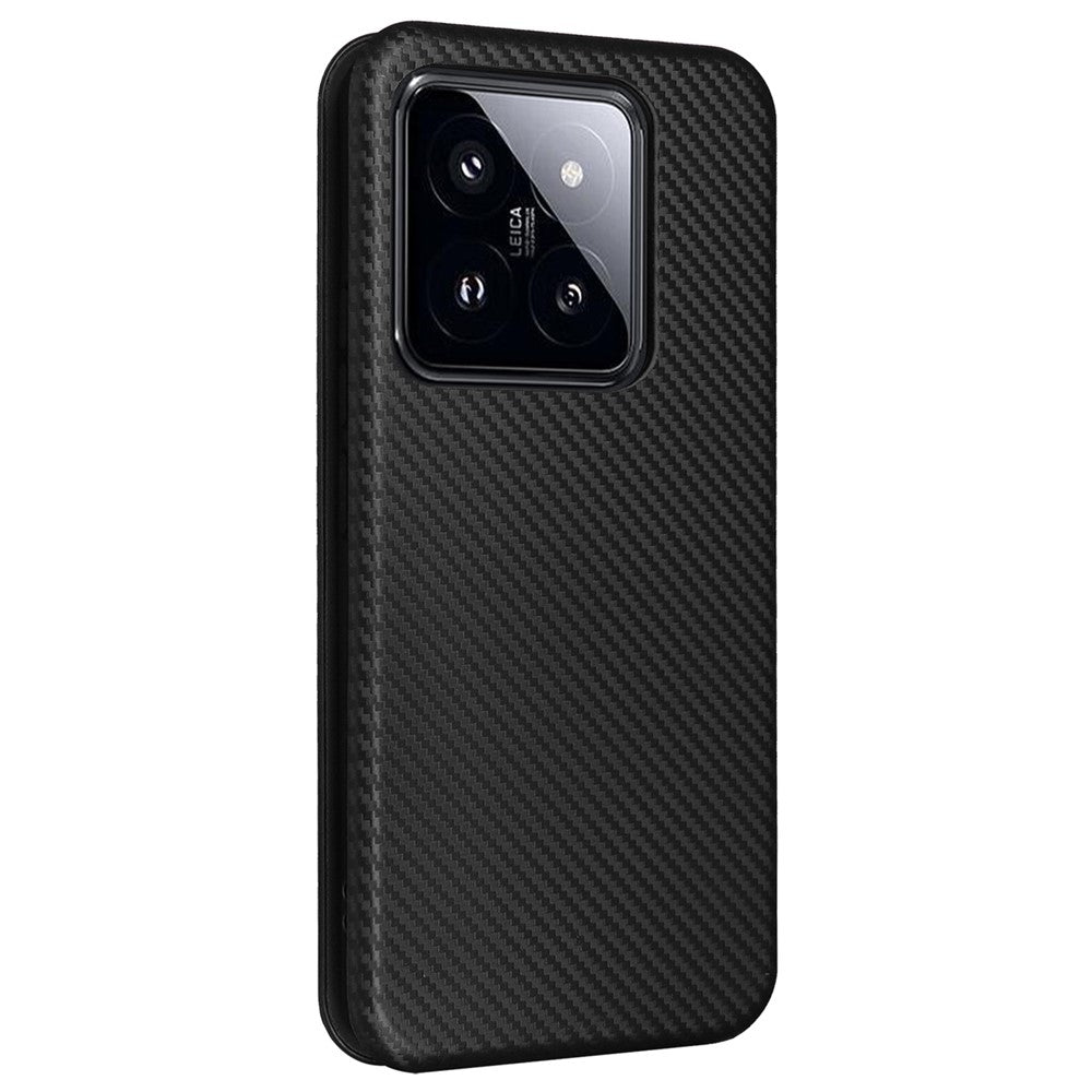 For Xiaomi 14 Leather Case Card Holder Carbon Fiber Texture Phone Cover