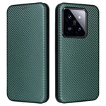 For Xiaomi 14 Leather Case Card Holder Carbon Fiber Texture Phone Cover