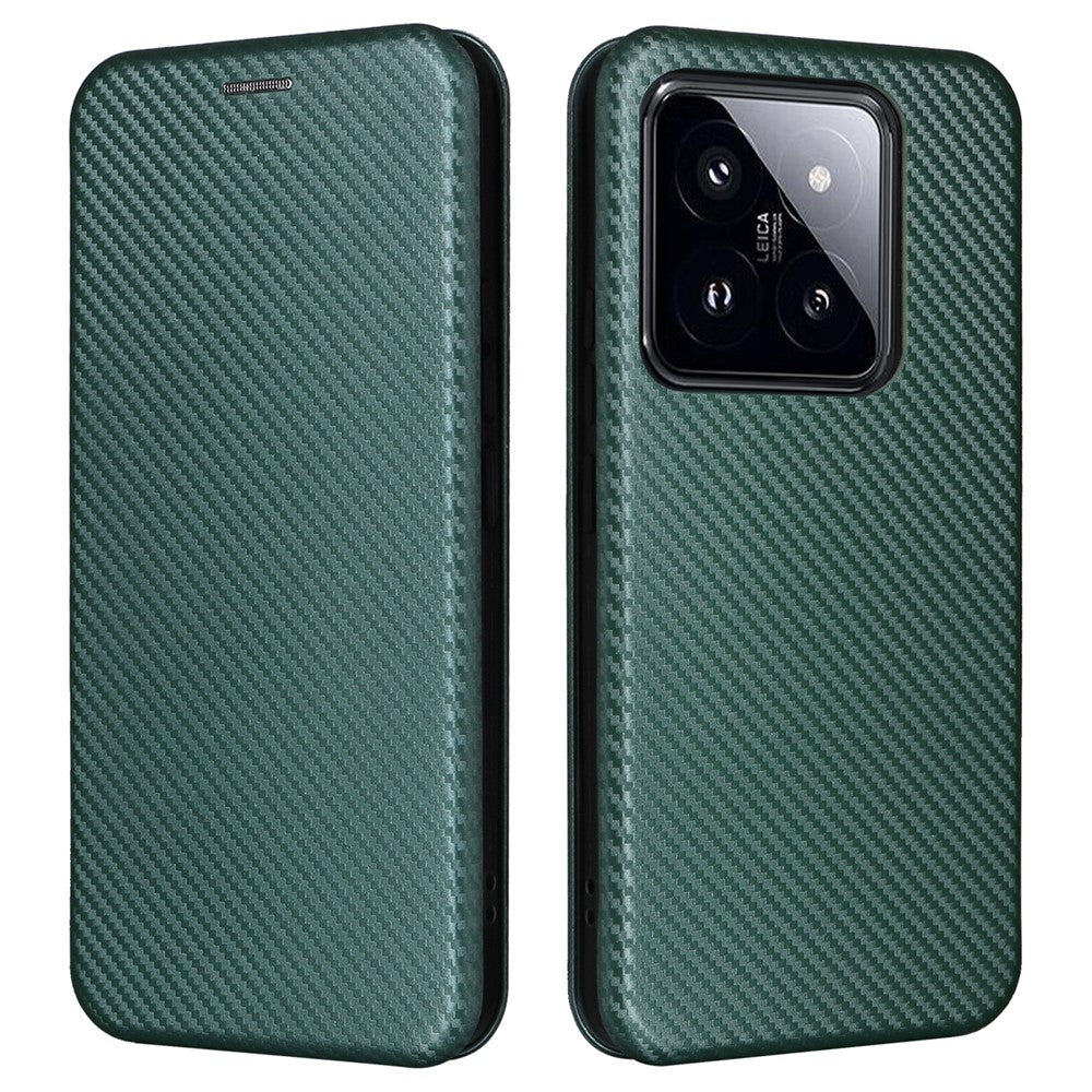For Xiaomi 14 Leather Case Card Holder Carbon Fiber Texture Phone Cover