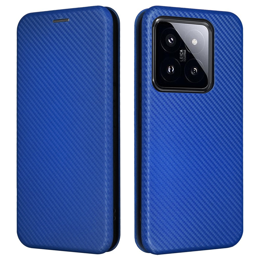 For Xiaomi 14 Leather Case Card Holder Carbon Fiber Texture Phone Cover