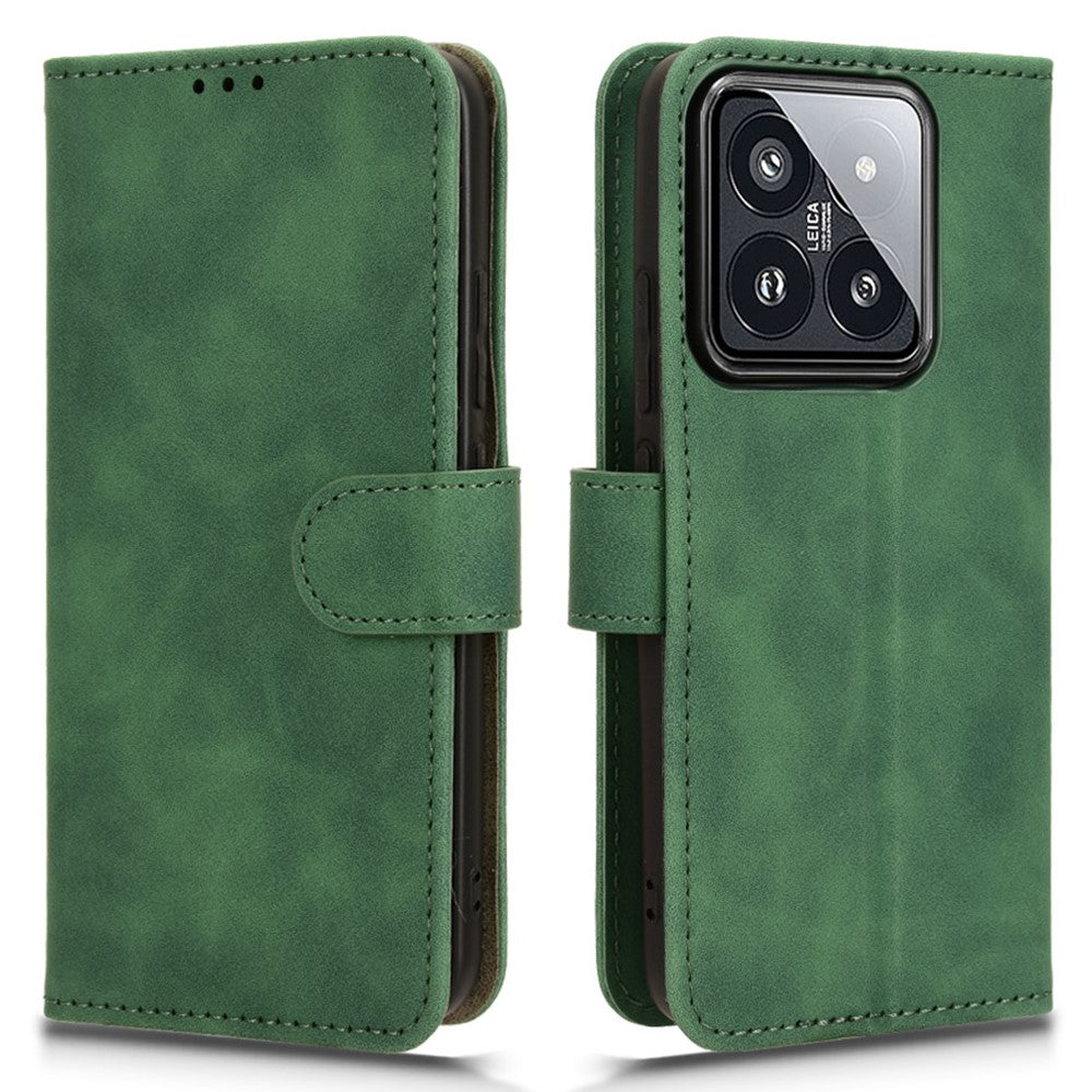 For Xiaomi 14 Cell Phone Case Skin-touch Stand Leather Wallet Cover