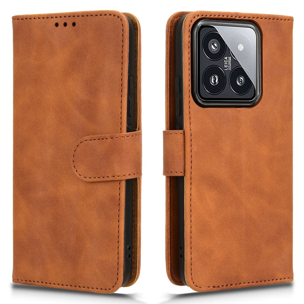 For Xiaomi 14 Cell Phone Case Skin-touch Stand Leather Wallet Cover
