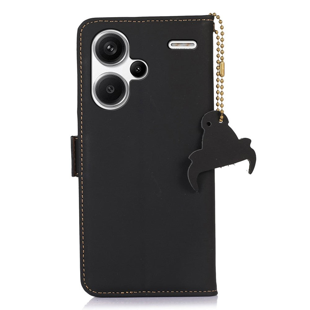 For Xiaomi Redmi Note 13 Pro+ 5G Cell Phone Case Silky Genuine Cow Leather Wallet Cover