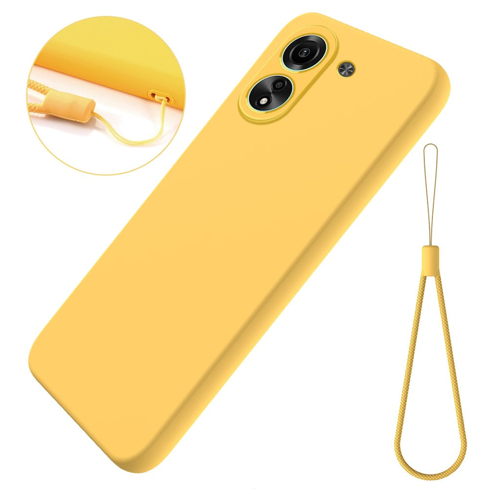 For Xiaomi Redmi 13C 4G / Poco C65 4G Case Soft Lining Liquid Silicone Shell Slim-Fit Phone Cover with Strap