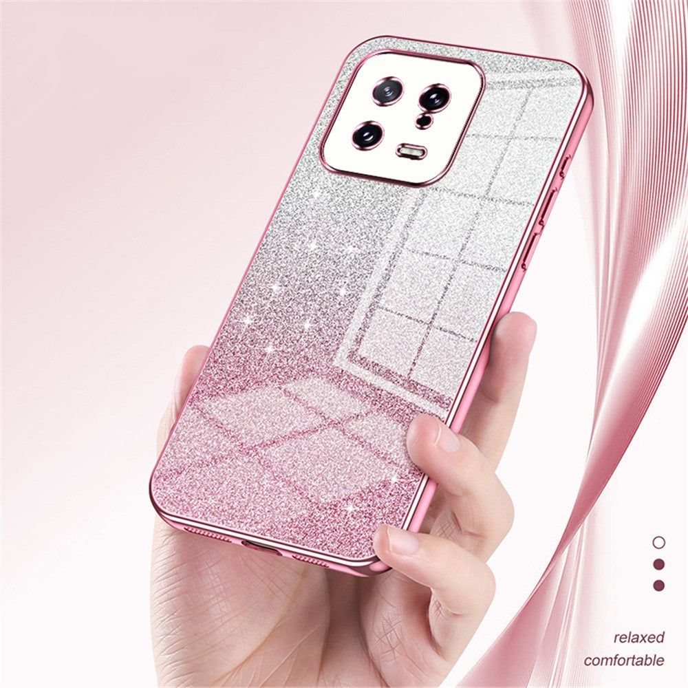 For Xiaomi 13 Cover Soft TPU Precise Cutout Gradient Glitter Design Cell Phone Case