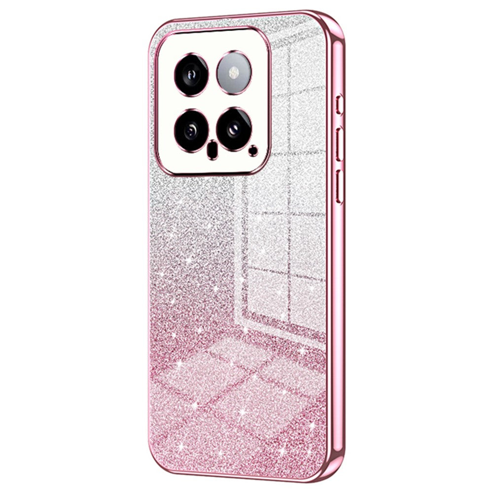 Back Protective Cover for Xiaomi 14 Precise Cutout Gradient Glitter TPU Cell Phone Case