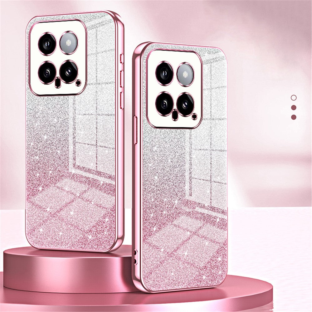 Back Protective Cover for Xiaomi 14 Precise Cutout Gradient Glitter TPU Cell Phone Case