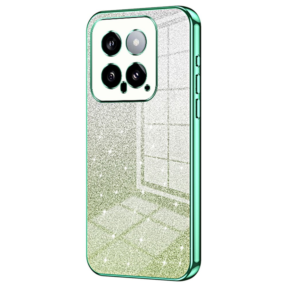 Back Protective Cover for Xiaomi 14 Precise Cutout Gradient Glitter TPU Cell Phone Case