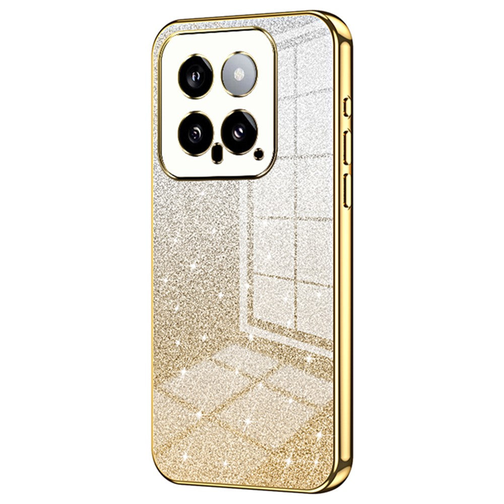 Back Protective Cover for Xiaomi 14 Precise Cutout Gradient Glitter TPU Cell Phone Case