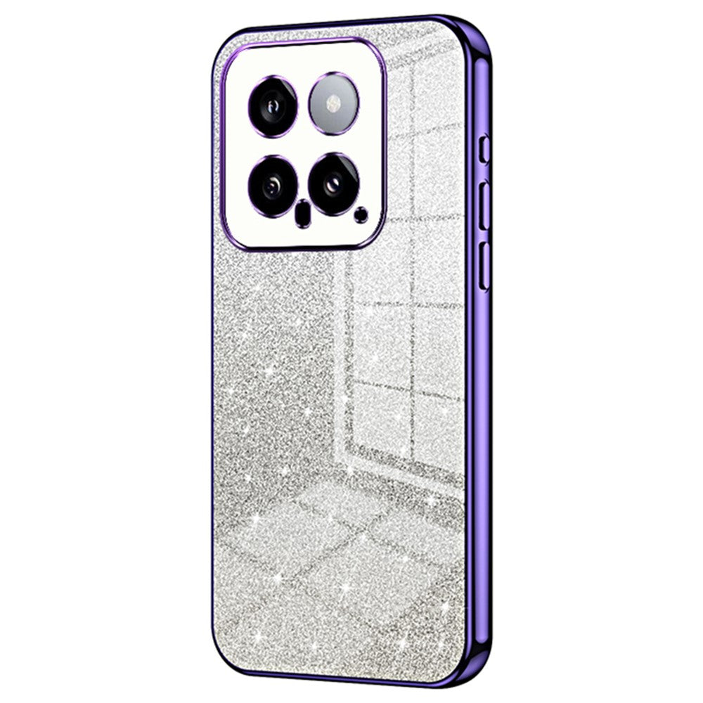 Back Protective Cover for Xiaomi 14 Precise Cutout Gradient Glitter TPU Cell Phone Case
