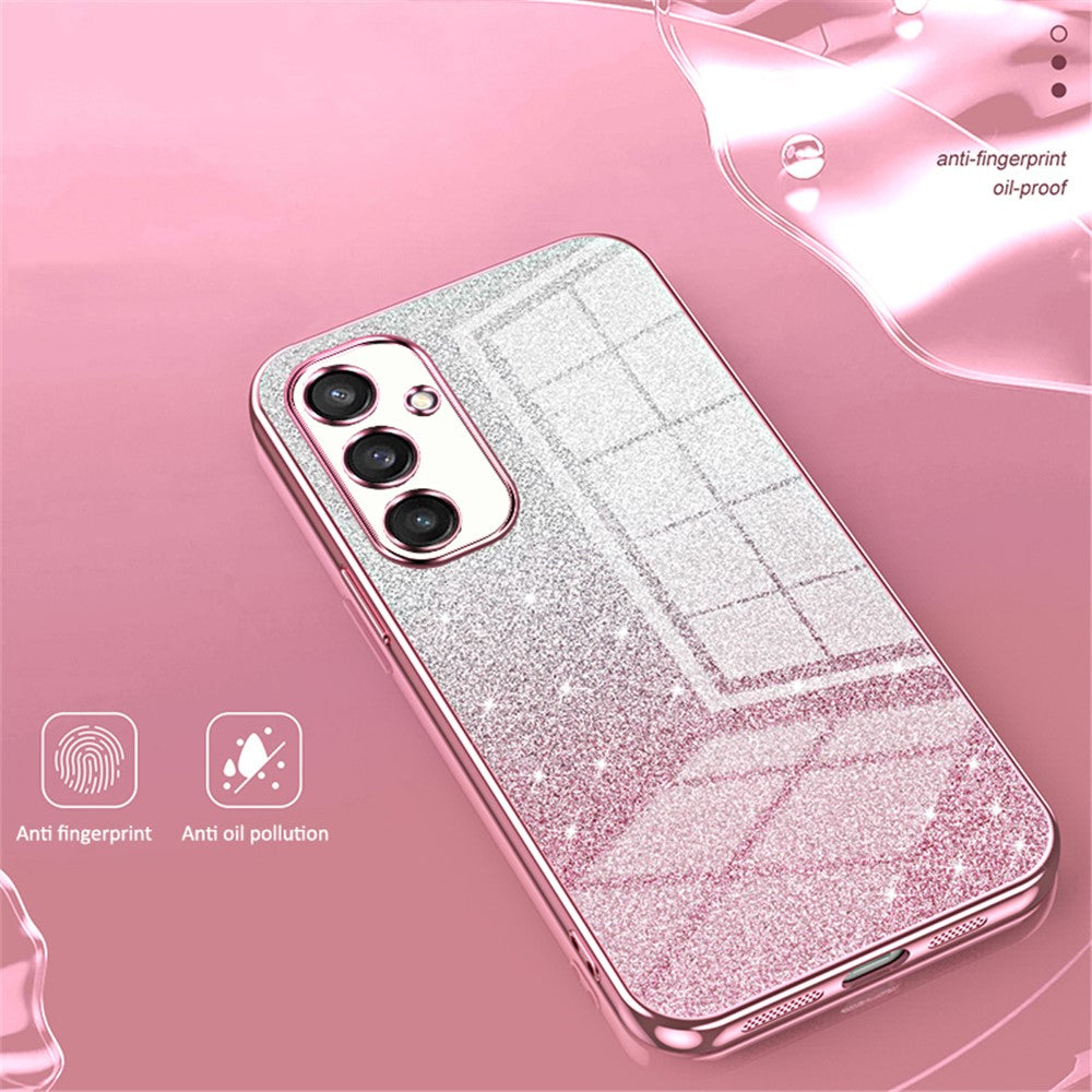 For Samsung Galaxy S24 Precise Cutout Cell Phone Case Gradient Glitter TPU Cover