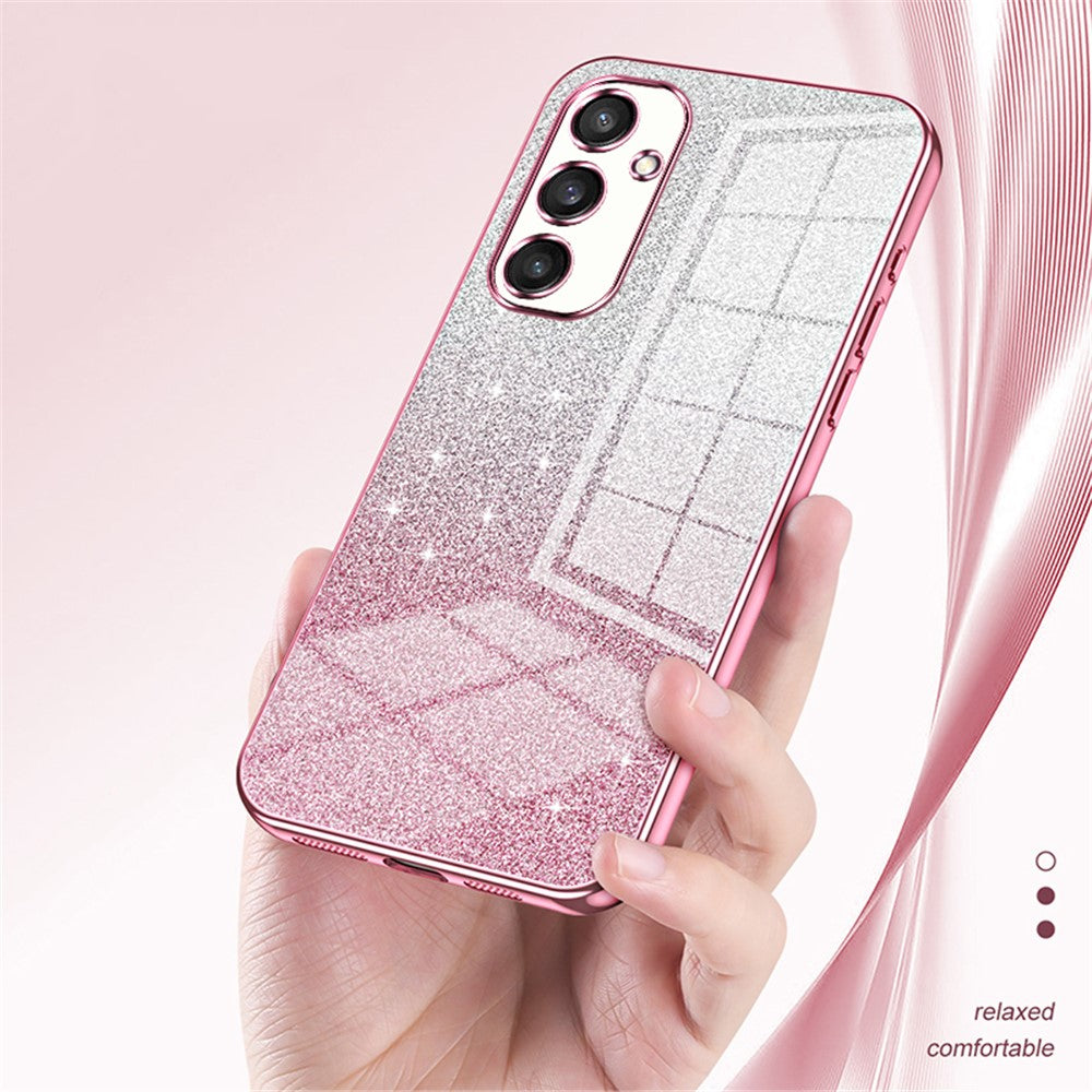 For Samsung Galaxy S24 Precise Cutout Cell Phone Case Gradient Glitter TPU Cover