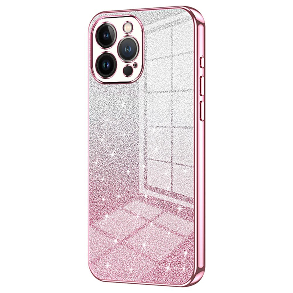 Cell Phone Case for iPhone 13 Pro Max Precise Cutout Electroplating Gradient Glitter TPU Cover