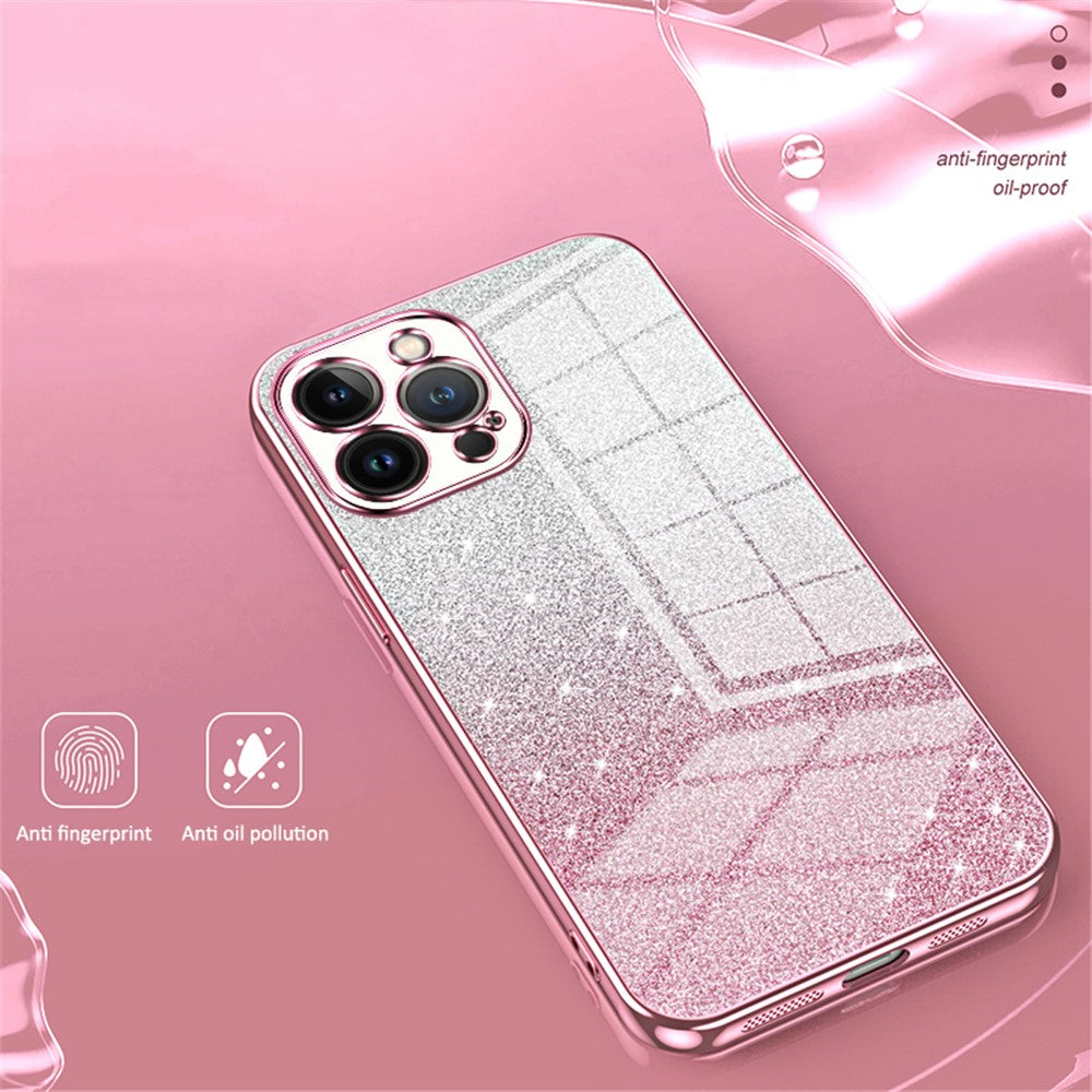 Cell Phone Case for iPhone 13 Pro Max Precise Cutout Electroplating Gradient Glitter TPU Cover