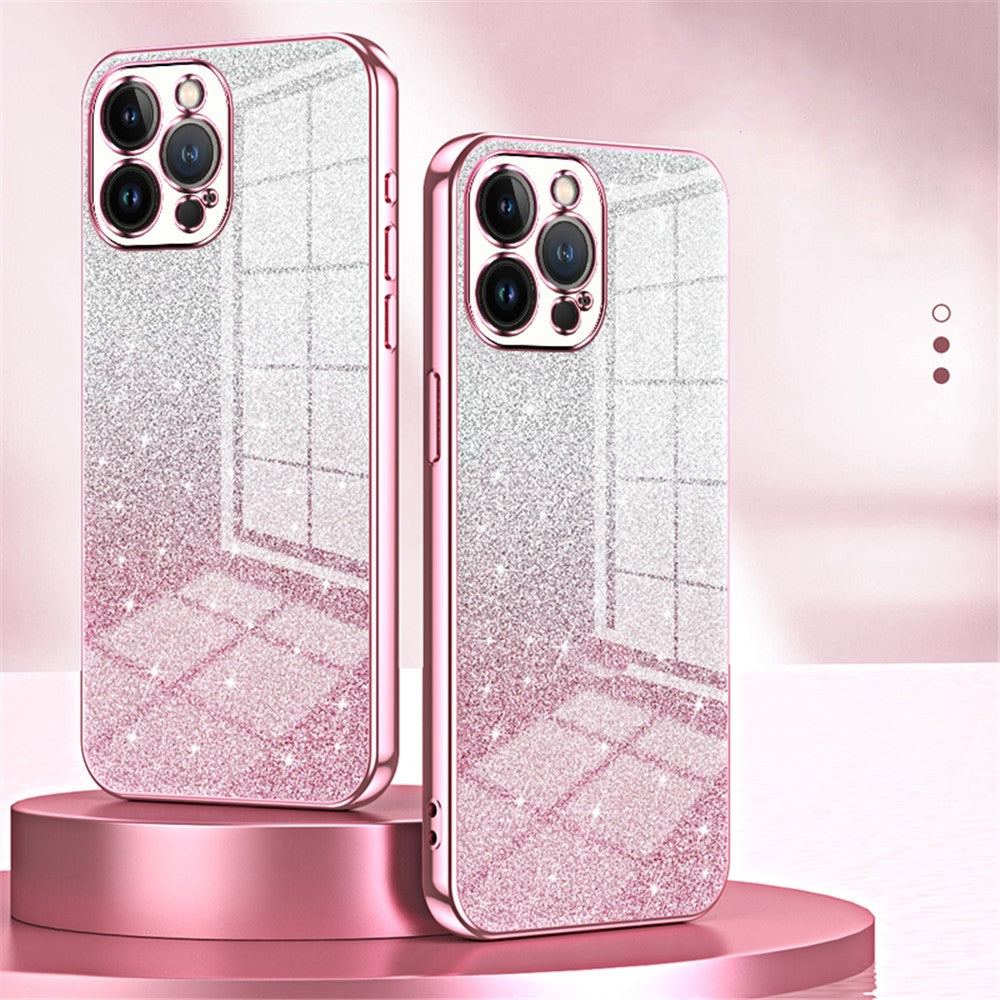 Cell Phone Case for iPhone 13 Pro Max Precise Cutout Electroplating Gradient Glitter TPU Cover