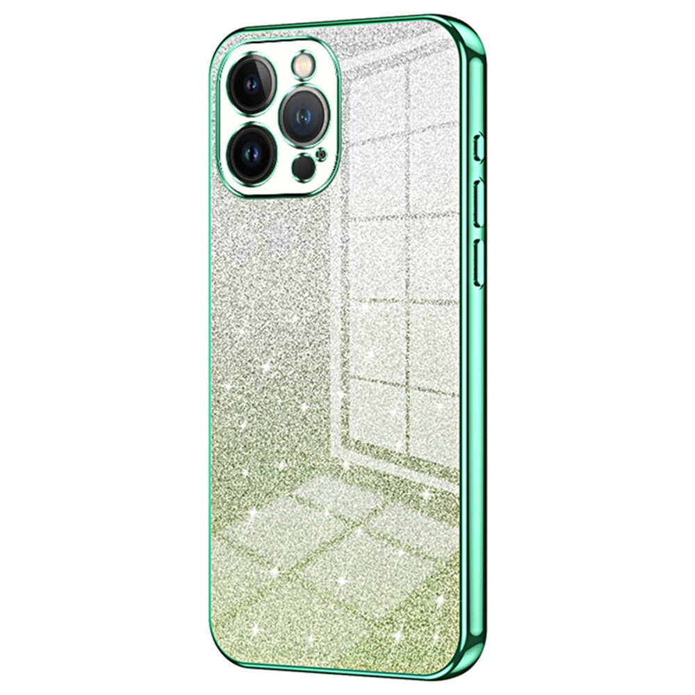 Mobilskal till iPhone 13 Pro Max med precisa utskärningar, galvaniserad, gradient, glitter, TPU-skal