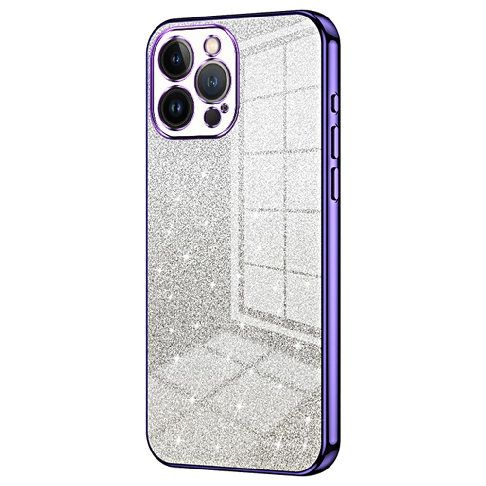 Cell Phone Case for iPhone 13 Pro Max Precise Cutout Electroplating Gradient Glitter TPU Cover