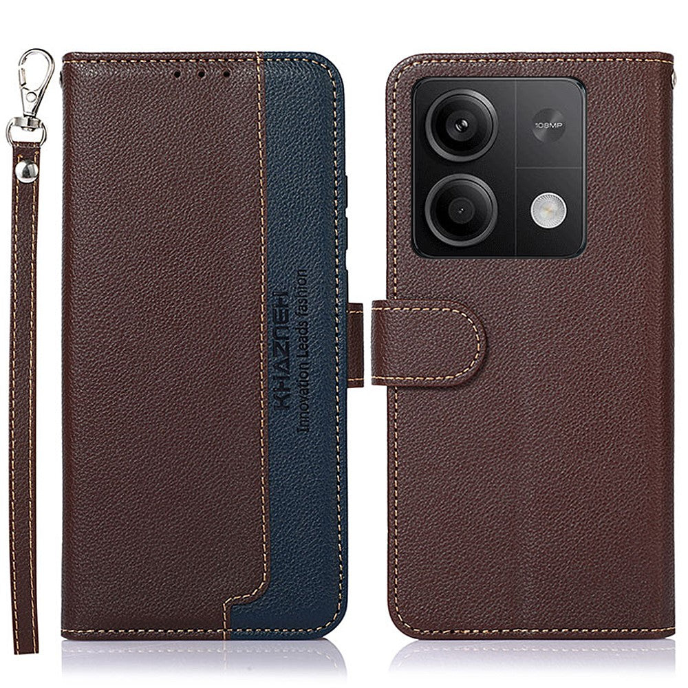 KHAZNEH For Xiaomi Redmi Note 13 5G / 13 5G (China) Cell Phone Case RFID Blocking Litchi Texture Protective Cover