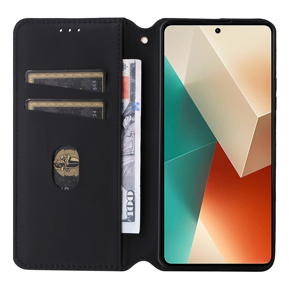 For Xiaomi Redmi Note 13 5G Cover Magnetic Closing Leather Wallet Cell Phone Case