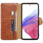 For Samsung Galaxy S24 Case Leather Crocodile Texture Phone Stand Cover