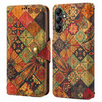 Samsung Galaxy S24-skal med flip-fodral och blommönster i PU-läder + TPU-stativ
