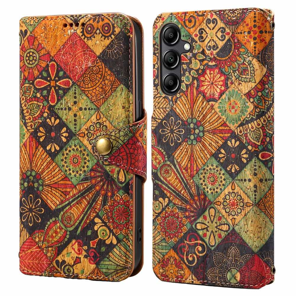 Samsung Galaxy S24-skal med flip-fodral och blommönster i PU-läder + TPU-stativ