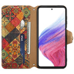 Samsung Galaxy S24-skal med flip-fodral och blommönster i PU-läder + TPU-stativ