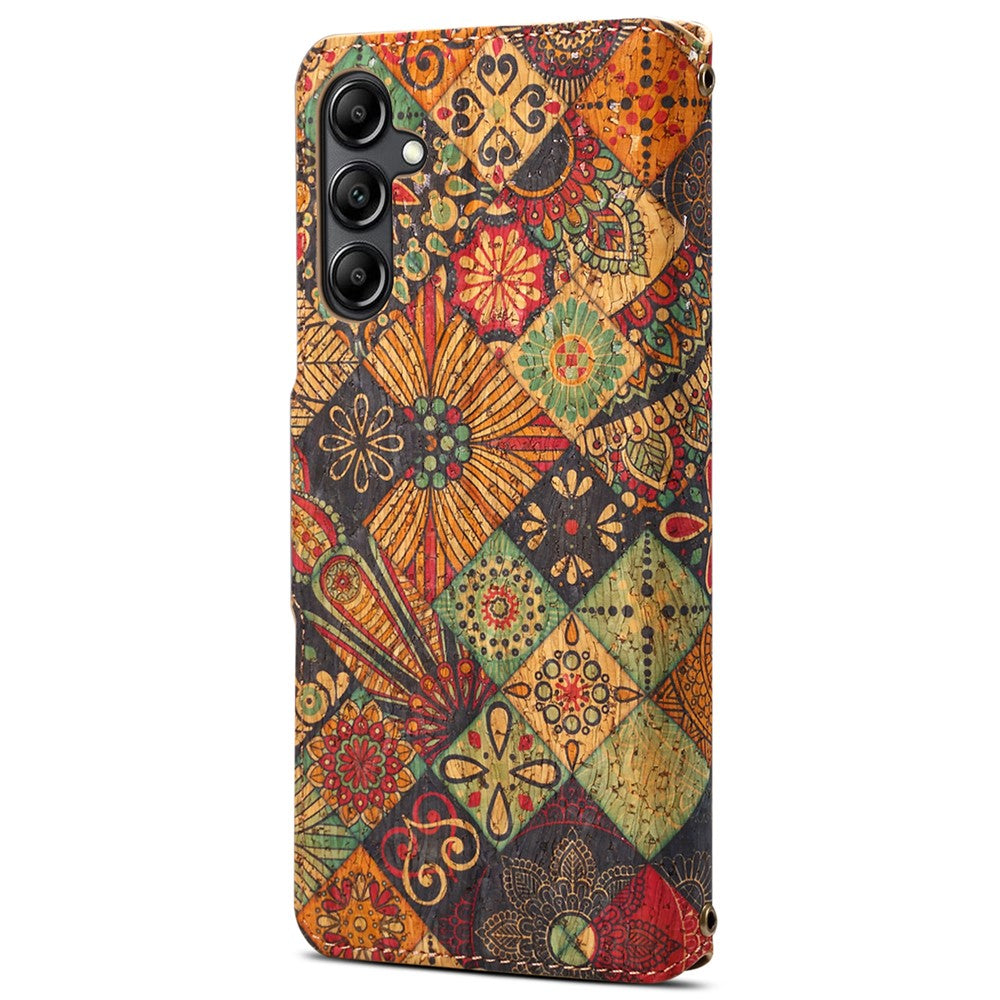 Samsung Galaxy S24-skal med flip-fodral och blommönster i PU-läder + TPU-stativ