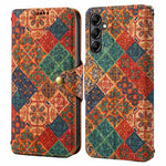 Samsung Galaxy S24-skal med flip-fodral och blommönster i PU-läder + TPU-stativ