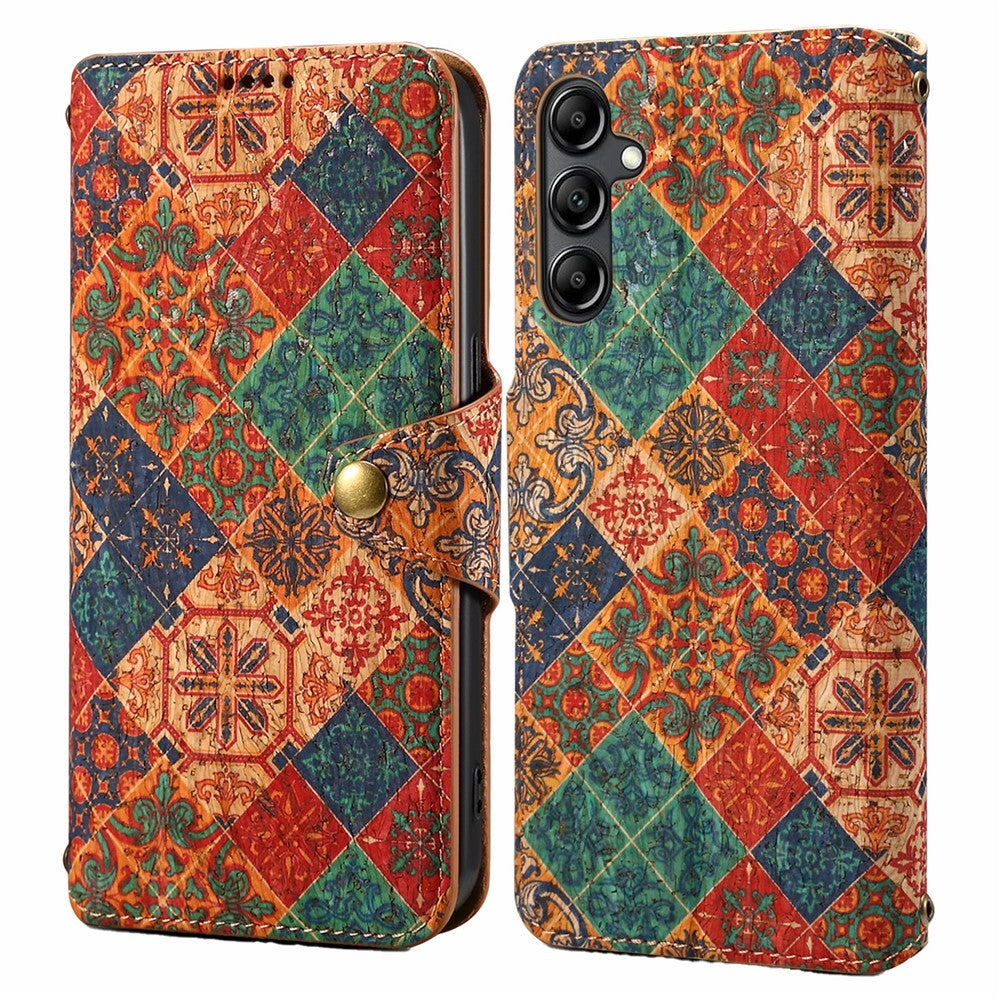 Samsung Galaxy S24-skal med flip-fodral och blommönster i PU-läder + TPU-stativ