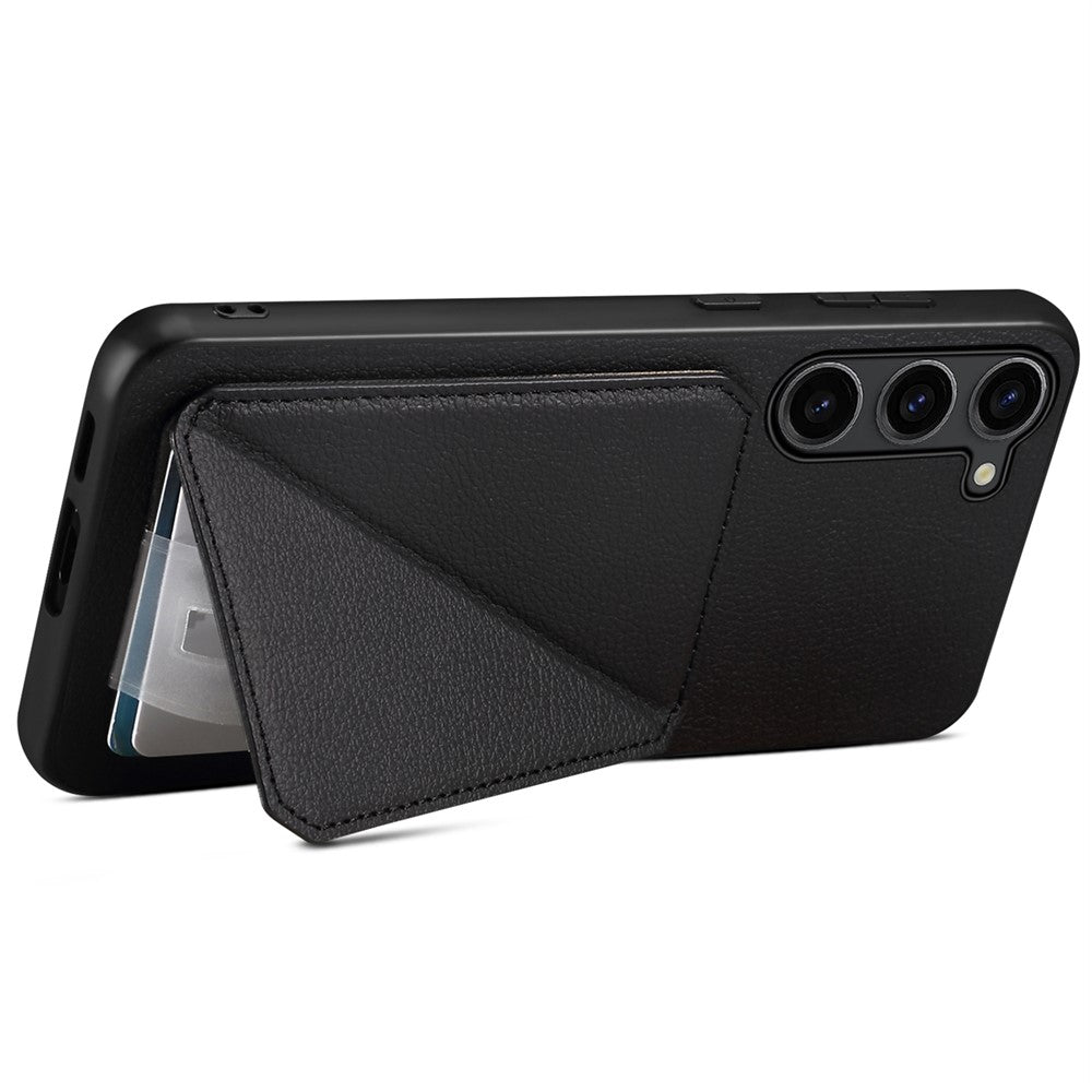 For Samsung Galaxy S24 Cell Phone Case Leather+PC+TPU Back Cover with Hidden Card Holder
