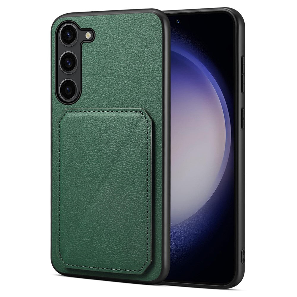 For Samsung Galaxy S24+ Cover Card Holder Kickstand Leather+PC+TPU Cell Phone Case