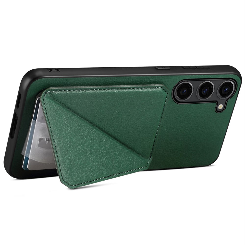 For Samsung Galaxy S24+ Cover Card Holder Kickstand Leather+PC+TPU Cell Phone Case