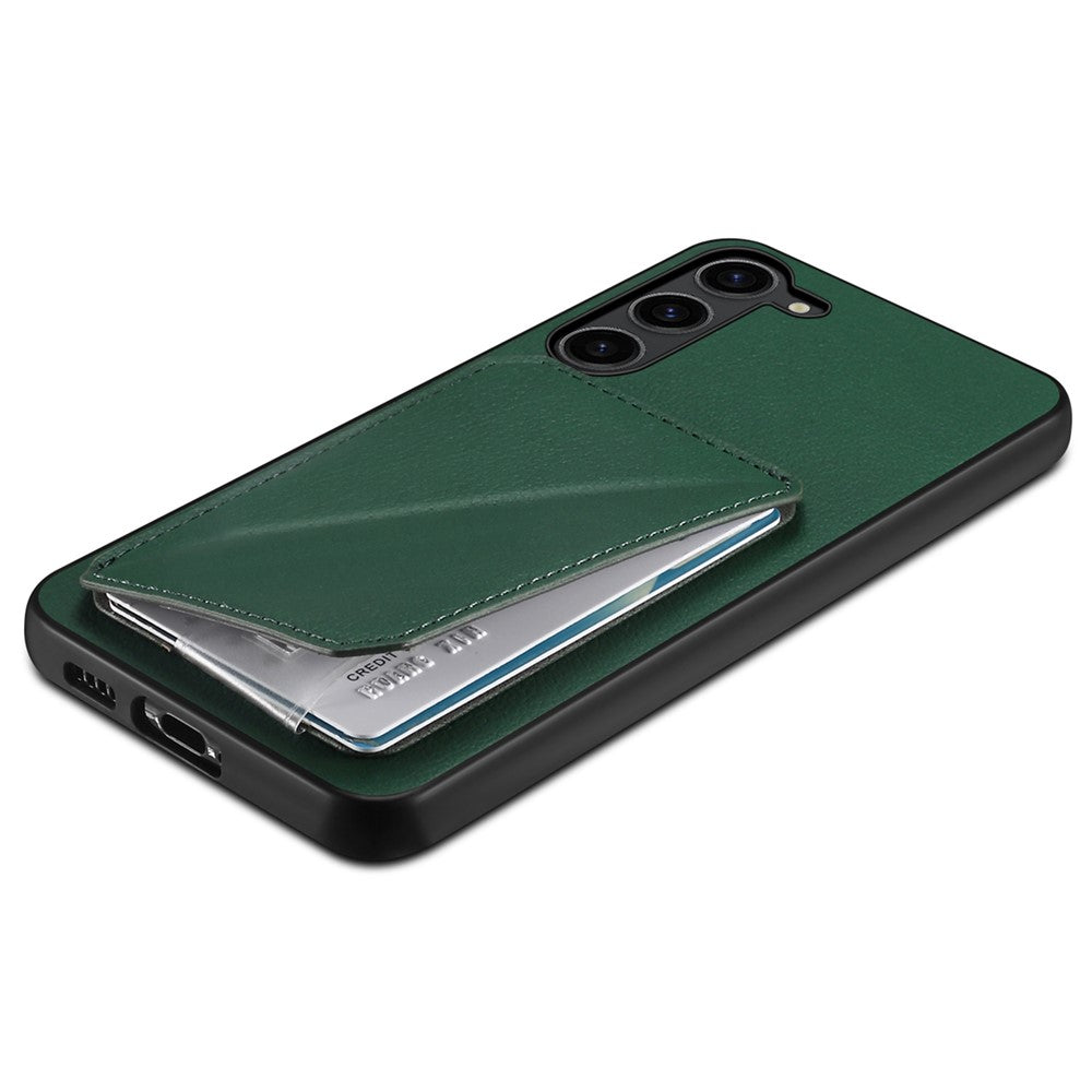 For Samsung Galaxy S24+ Cover Card Holder Kickstand Leather+PC+TPU Cell Phone Case