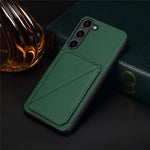 For Samsung Galaxy S24+ Cover Card Holder Kickstand Leather+PC+TPU Cell Phone Case