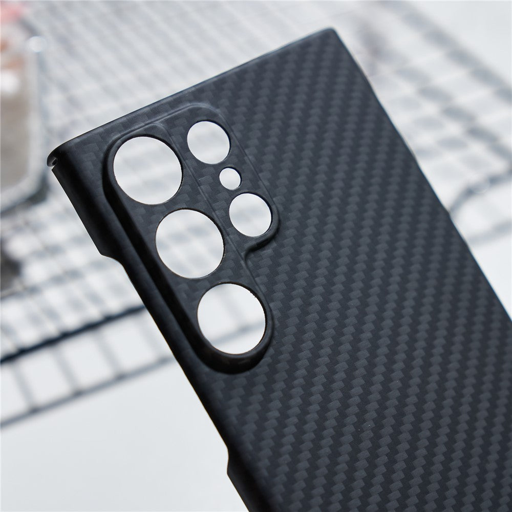 For Samsung Galaxy S23 Ultra Case 1500D Coarse Texture Aramid Fiber Anti-scratch Precise Cutout Phone Back Shell