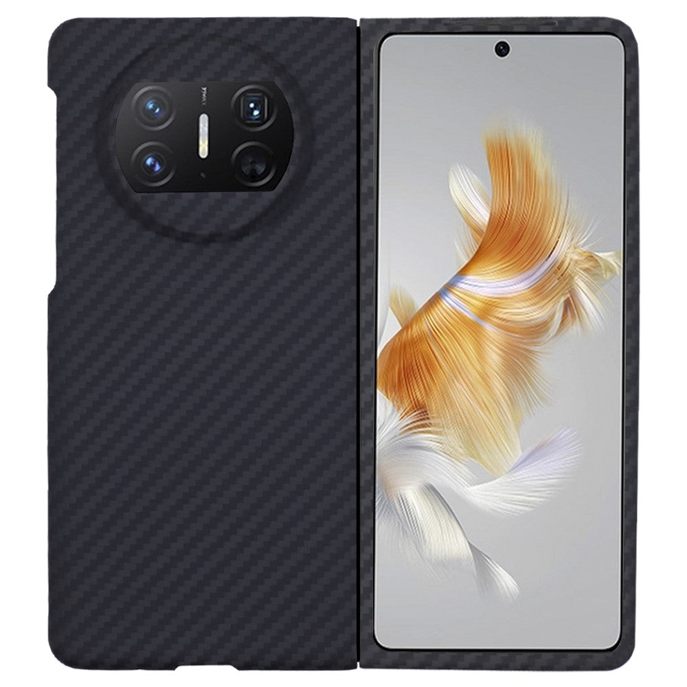 Aramidfiberskal för Huawei Mate X3 5G, 1500D grov textur, slim-fit, svart mobilmobilskal med stor linsöppning