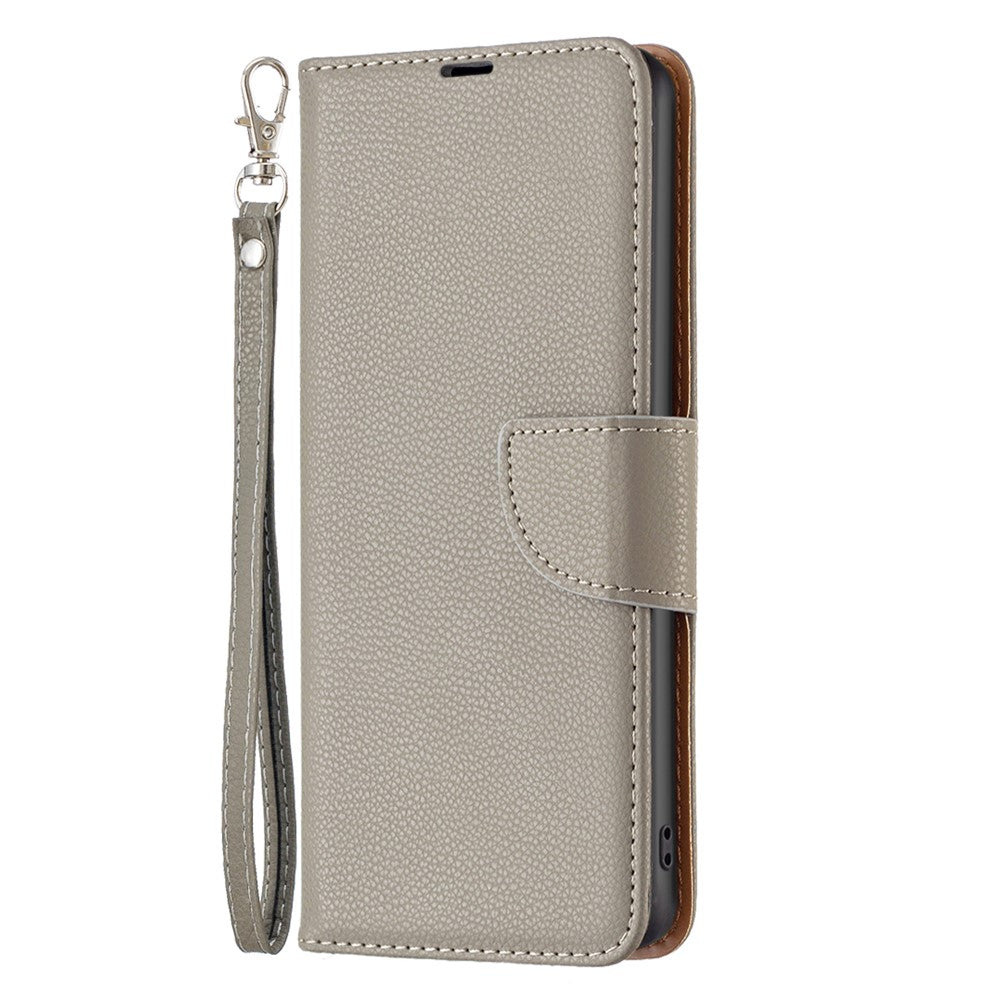 Til Samsung Galaxy A35 5G Pung Etui med Håndledsrem Litchi Tekstur Læder Telefon Stand Cover