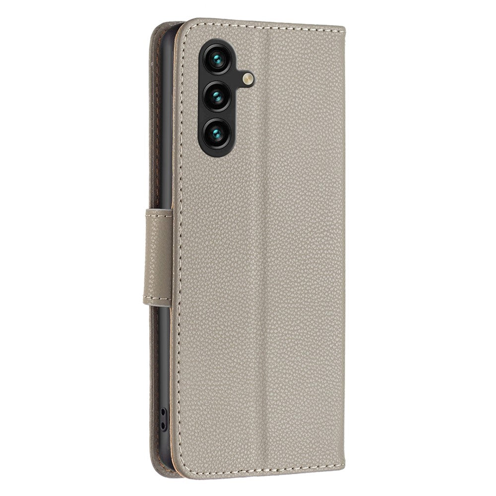 Til Samsung Galaxy A35 5G Pung Etui med Håndledsrem Litchi Tekstur Læder Telefon Stand Cover