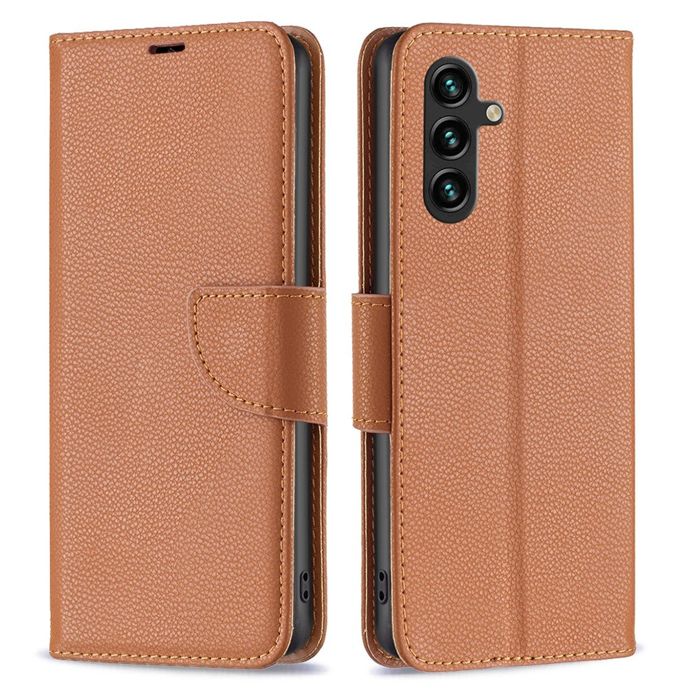 Til Samsung Galaxy A35 5G Pung Etui med Håndledsrem Litchi Tekstur Læder Telefon Stand Cover