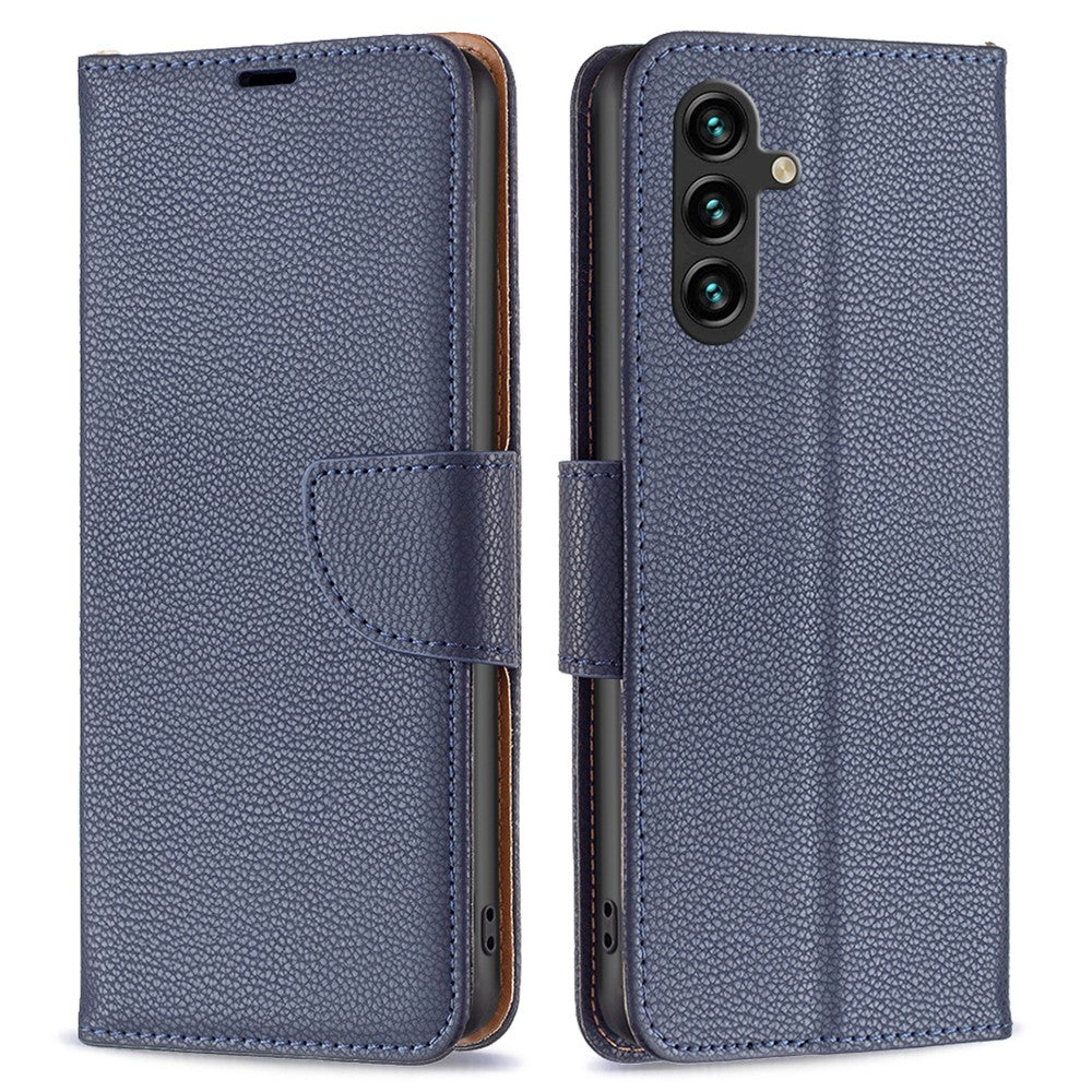Til Samsung Galaxy A35 5G Pung Etui med Håndledsrem Litchi Tekstur Læder Telefon Stand Cover