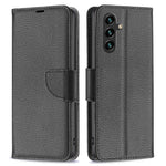 Til Samsung Galaxy A35 5G Pung Etui med Håndledsrem Litchi Tekstur Læder Telefon Stand Cover