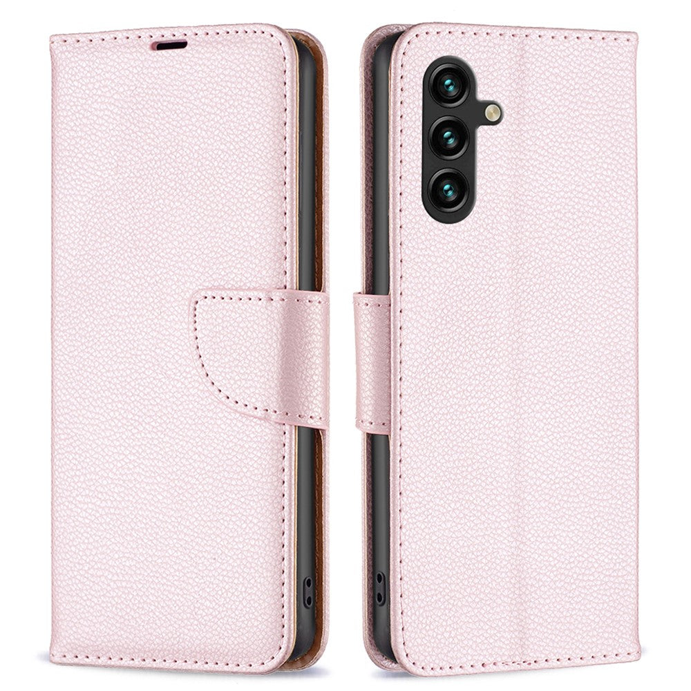 Til Samsung Galaxy A35 5G Pung Etui med Håndledsrem Litchi Tekstur Læder Telefon Stand Cover
