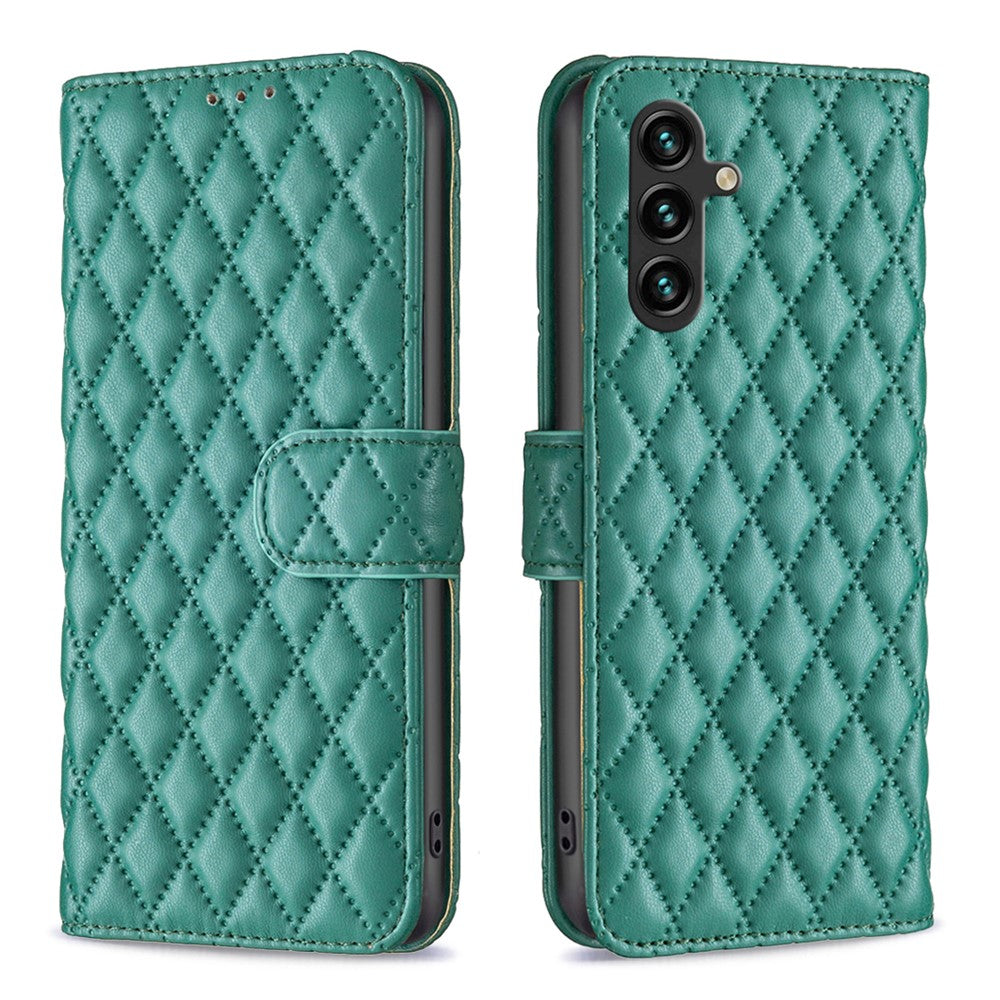 BINFEN COLOR BF Style-14 För Samsung Galaxy A35 5G mobilskal Rhombus Grid Läderfodral