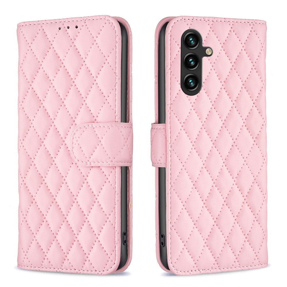 BINFEN COLOR BF Style-14 För Samsung Galaxy A35 5G mobilskal Rhombus Grid Läderfodral